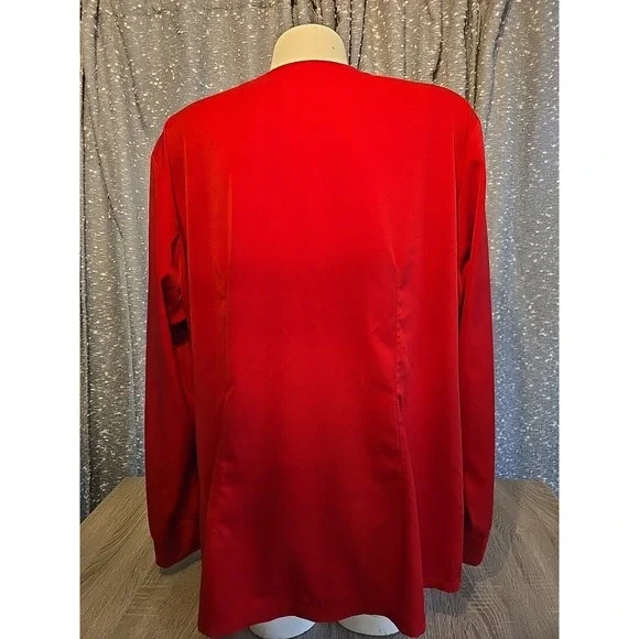 HH Works by Healing Hands Womens Red Long Sleeve Scrub Snap Front Sz XL? - Picture 2 of 8